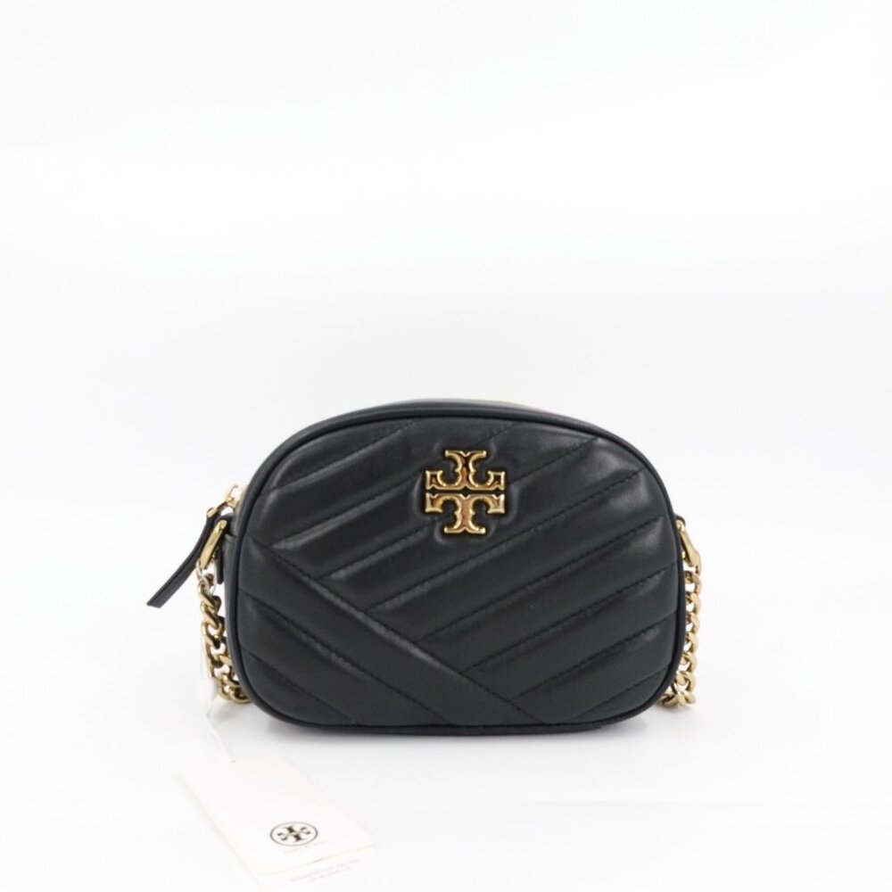 Tory Burch Kira Chevron Small Camera Crossbody Bag Black OS